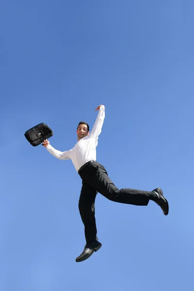 Affärsman hoppar av glädje — Stockfoto