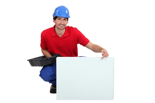 Maurer pointiert auf weißem Panel — Stockfoto
