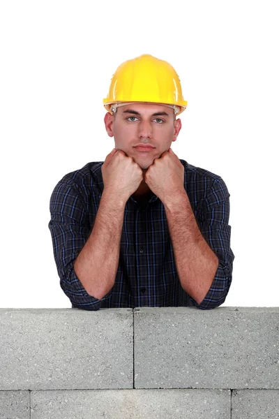 Pracownik budowlany znudzony — Zdjęcie stockowe