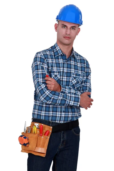 Confident laborer with arms crossed — Stock Photo, Image