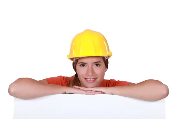 Porträt einer Bauarbeiterin. — Stockfoto