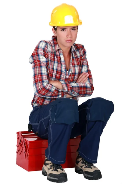 Irked construction worker — Stock Photo, Image