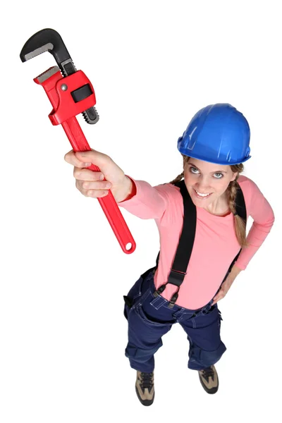 Women with high-wrench — Stock Photo, Image