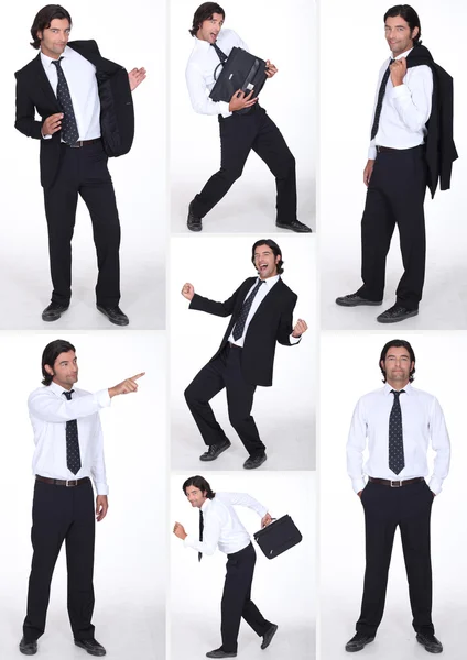Diverse full-length shots van zakenman in verschillende houdingen — Stockfoto
