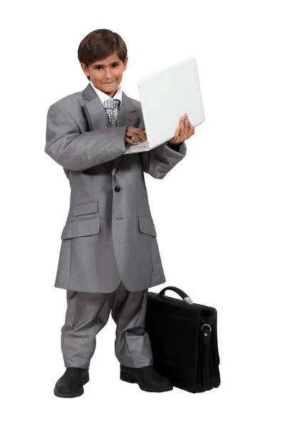 Boy dressed as a businessman — Zdjęcie stockowe