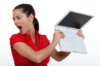 Women breaking computer clipart