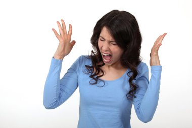 Angry woman shouting clipart