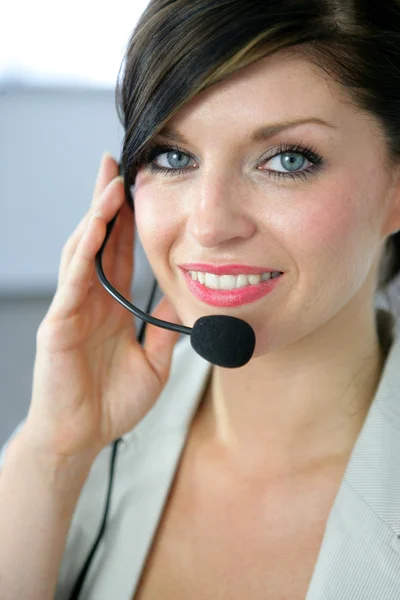 stock image Receptionist wearing a headset