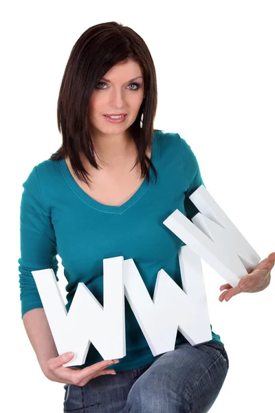 Femme avec des lettres www — Photo