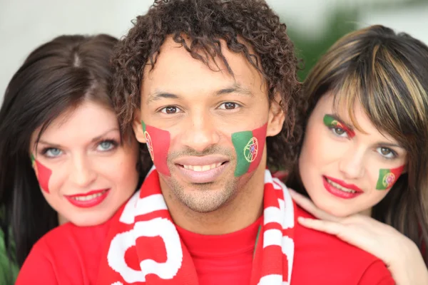 Portuguese football fans — Stock Photo, Image