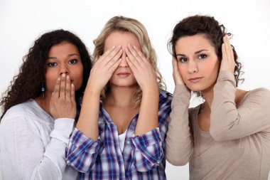 Young women witnessing destruction clipart