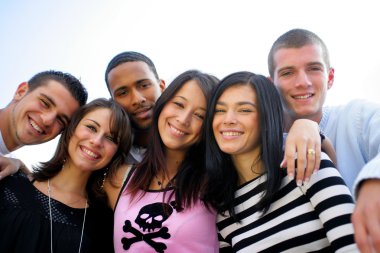 Group of young posing for photo clipart