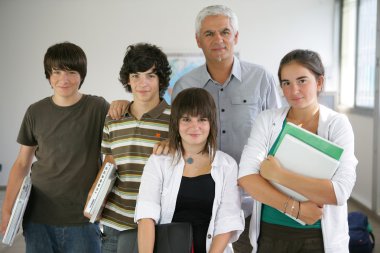 Teacher and pupils clipart