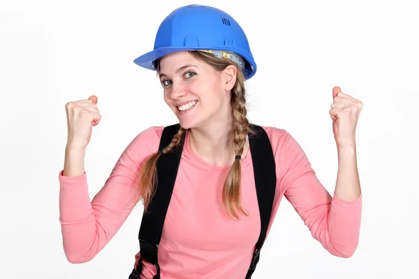 Feliz trabalhador da construção feminina — Fotografia de Stock
