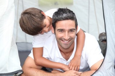 Father and son camping clipart