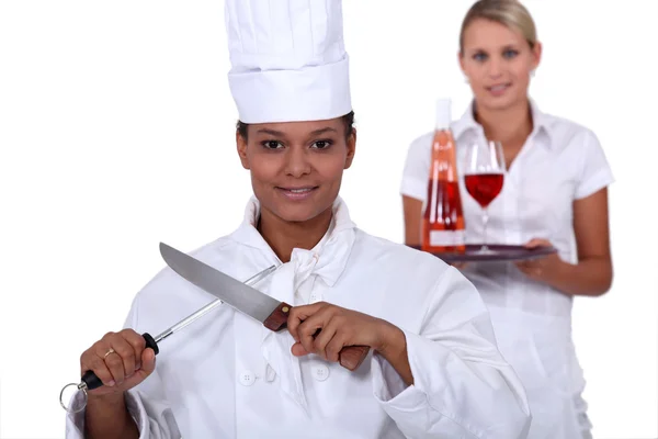 Cozinha e garçonete — Fotografia de Stock