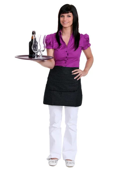Retrato de uma empregada de mesa — Fotografia de Stock