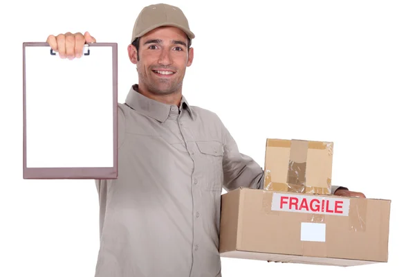Man delivering parcel — Stock Photo, Image