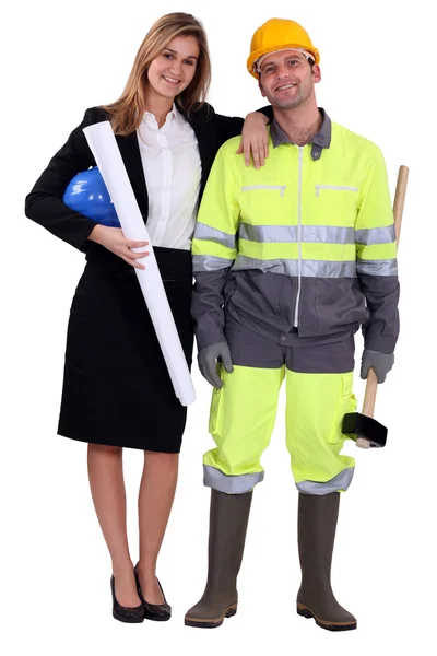 An architect and her foreman. — Stockfoto
