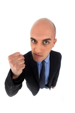 Angry bald businessman clipart