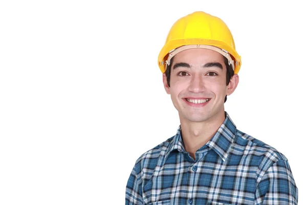 Neşeli genç inşaat işçisi — Stok fotoğraf