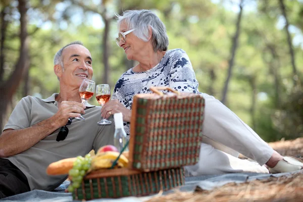 Par njuter av en picknick tillsammans — Stockfoto