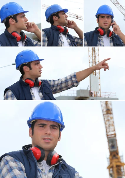 A building site manager working — Stock Photo, Image