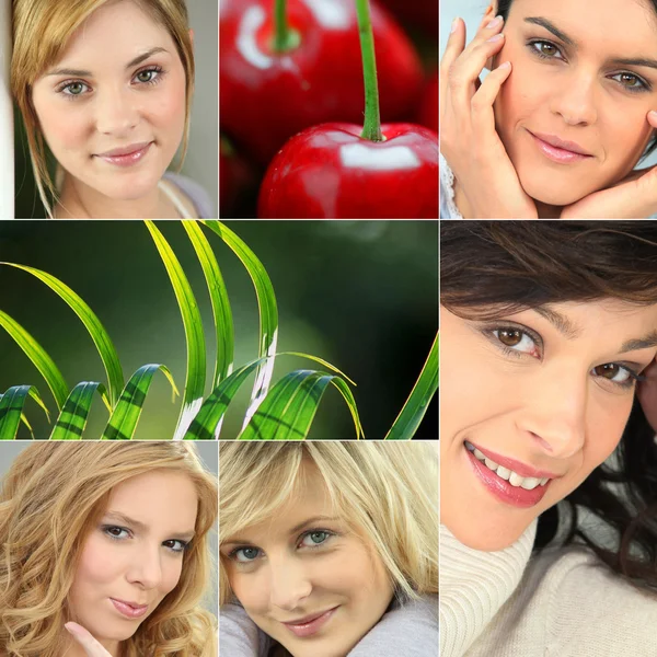 Ett collage av fräschare unga kvinnor — Stockfoto