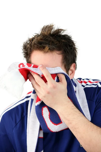 Downcast fã de futebol francês — Fotografia de Stock