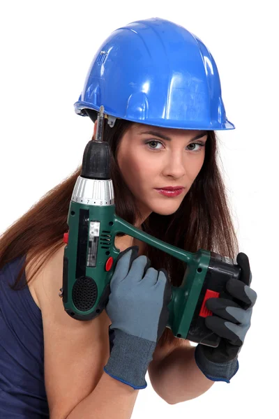Pretty girl with screwdriver — Stock Photo, Image