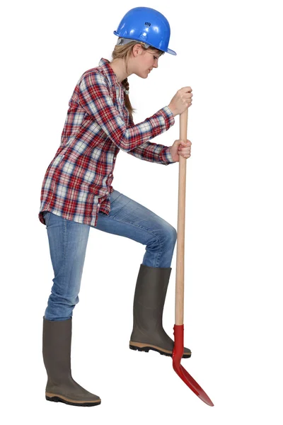 Woman digging — Stock Photo, Image