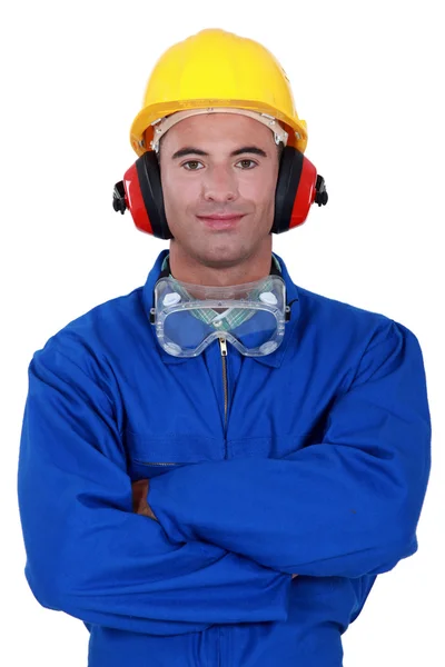 Portrait of a well-protected tradesman — Stock Photo, Image