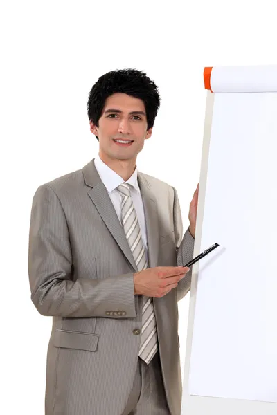 Een zakenman bezig met een presentatie. — Stockfoto