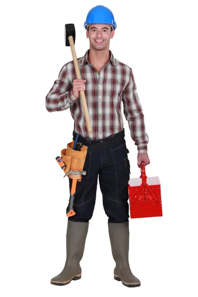 Builder with a sledgehammer — Stock Photo, Image