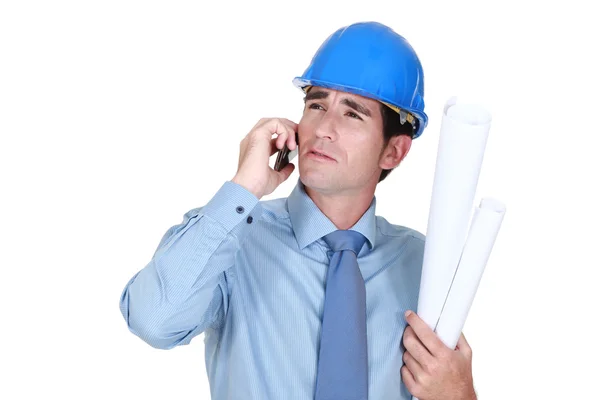 Architect making call on cellphone — Stock Photo, Image