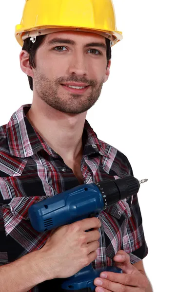Handyman confiante segurando broca — Fotografia de Stock