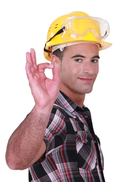 Builder suggesting everything is OK — Stock Photo, Image