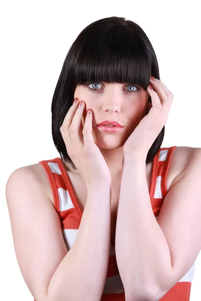 Brunette model with fringe Stock Photo