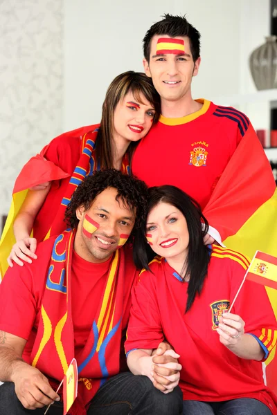 Groep Spaanse supporters — Stockfoto