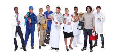 Ambitious workers from different industries clipart