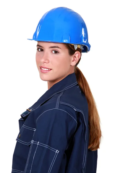 Närbild av en kvinna-elektriker — Stockfoto