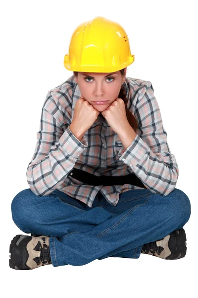 令人沮丧的女性建筑工人 — 图库照片