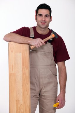 Man with laminate flooring clipart