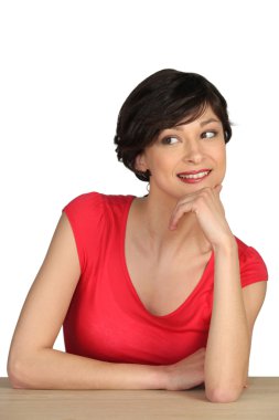 Brunette with red shirt clipart