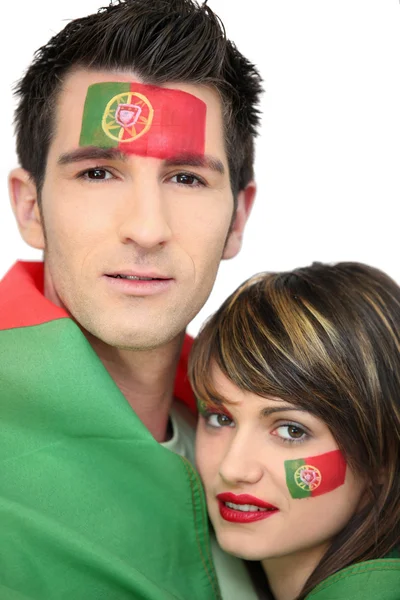 Two Portuguese football fans — Stock Photo, Image