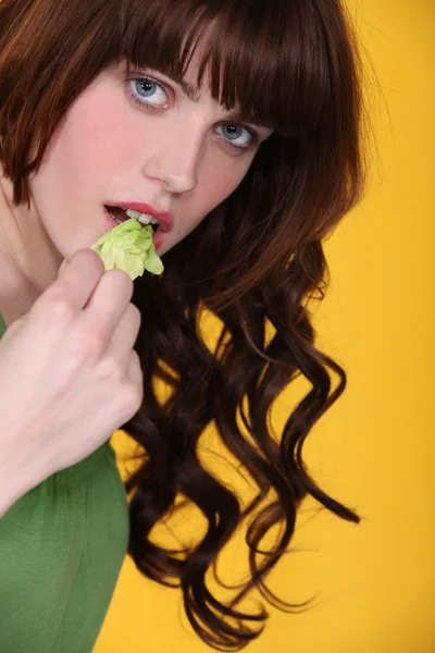 Desfrutando de uma salada . — Fotografia de Stock