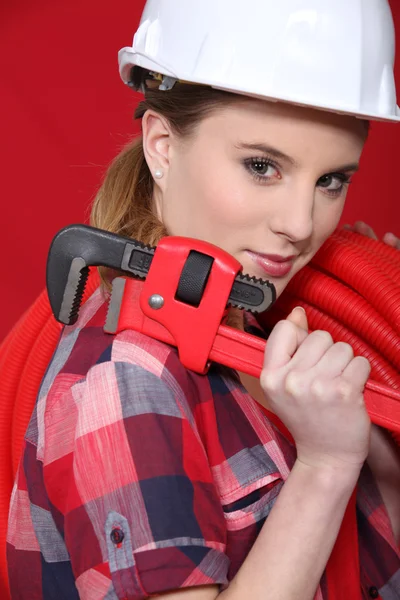 Un idraulico donna . — Foto Stock