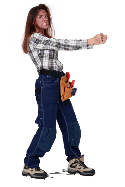 Furious female worker — Stock Photo, Image