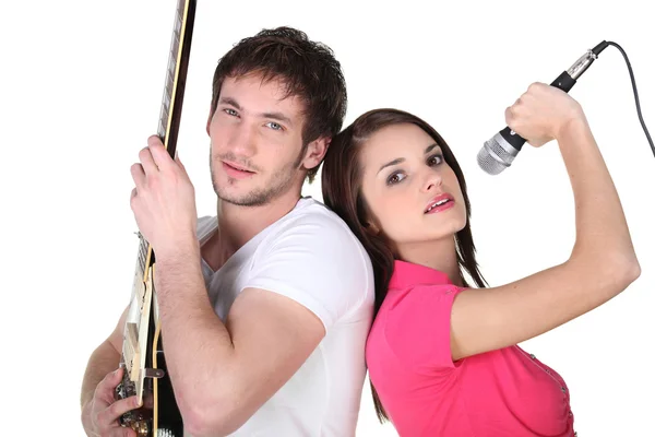 A singer and a guitar player — Stock Photo, Image
