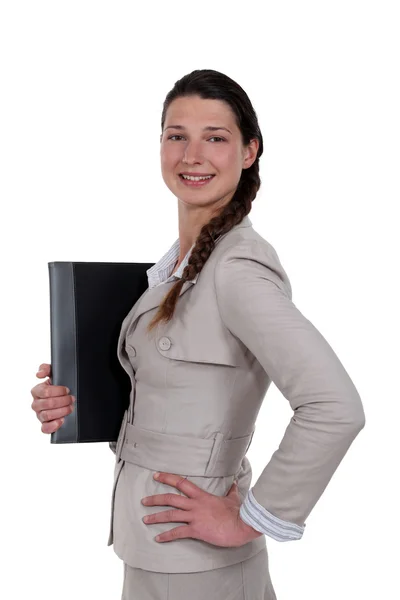 Confident employee on white background — Stock Photo, Image